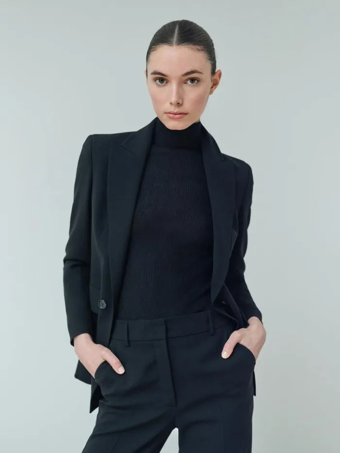 Long Jacket In Wool DoubleFace Black Women Akris Jackets