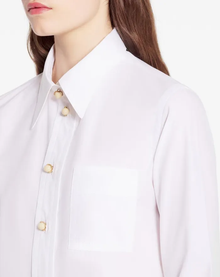 Long Sleeve Shirt In Poplin Optical White Women Lanvin Tops