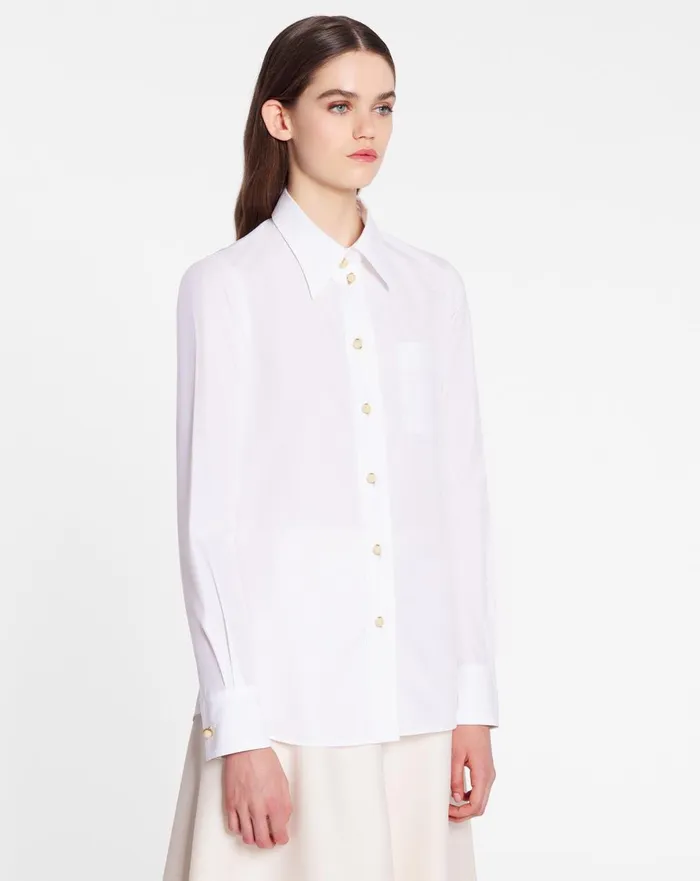 Long Sleeve Shirt In Poplin Optical White Women Lanvin Tops