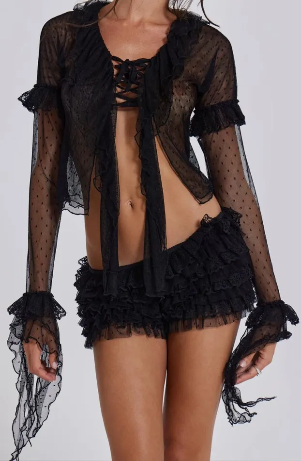 Long Sleeve Tops Women Jaded London Priya Tulle Blouse
