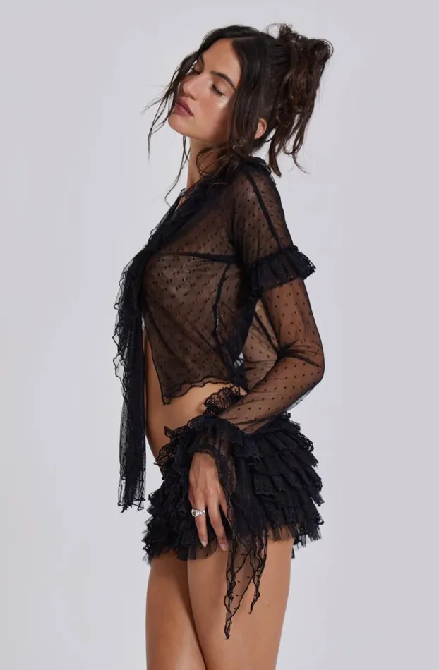 Long Sleeve Tops Women Jaded London Priya Tulle Blouse