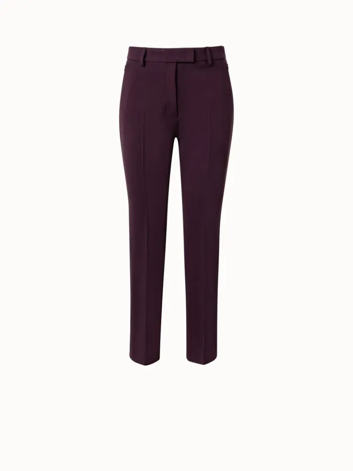 Lyocell Wool Stretch Gabardine Tapered Cropped Pants Blackberry Women Akris Pants