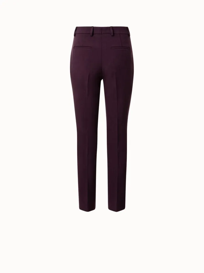 Lyocell Wool Stretch Gabardine Tapered Cropped Pants Blackberry Women Akris Pants