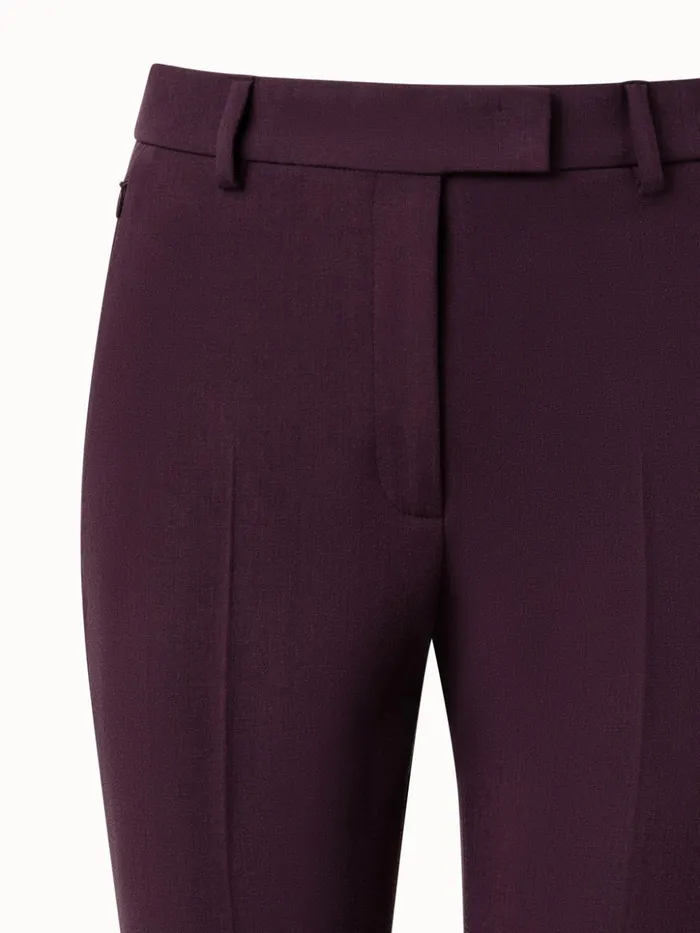 Lyocell Wool Stretch Gabardine Tapered Cropped Pants Blackberry Women Akris Pants