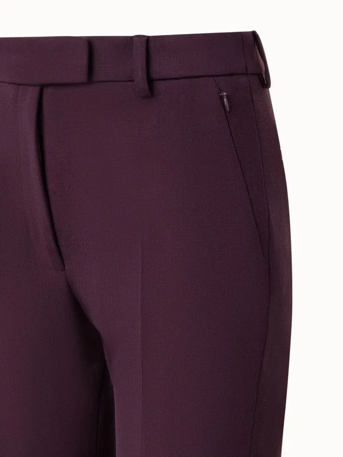 Lyocell Wool Stretch Gabardine Tapered Cropped Pants Blackberry Women Akris Pants