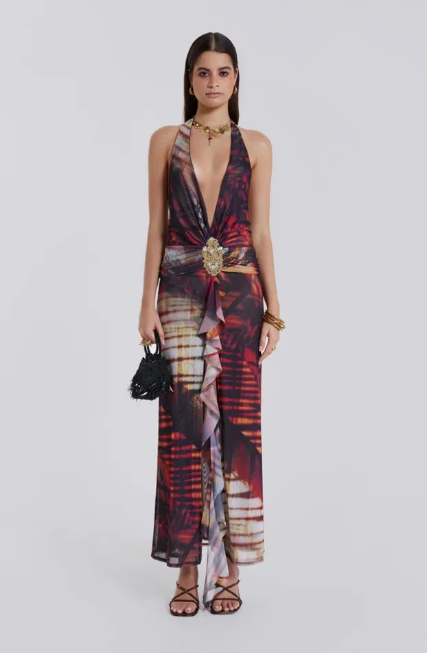 Maxi Dresses Women Jaded London Cindy Plunge Maxi Dress In Red