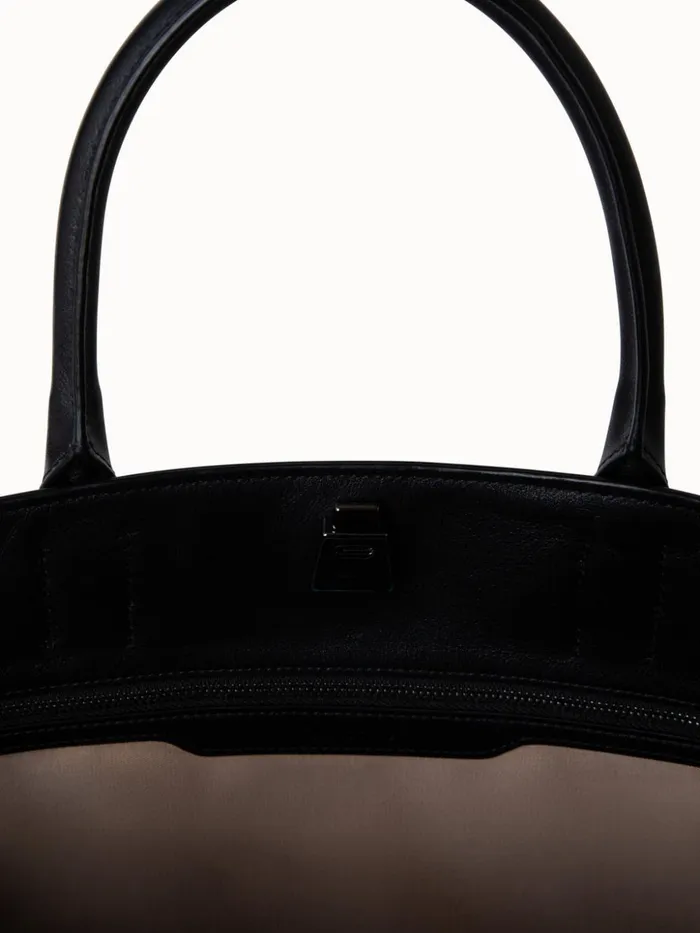 Medium Ai Messenger Bag In Braided Leather Trapezoids Black Women Akris Top Handle Bags
