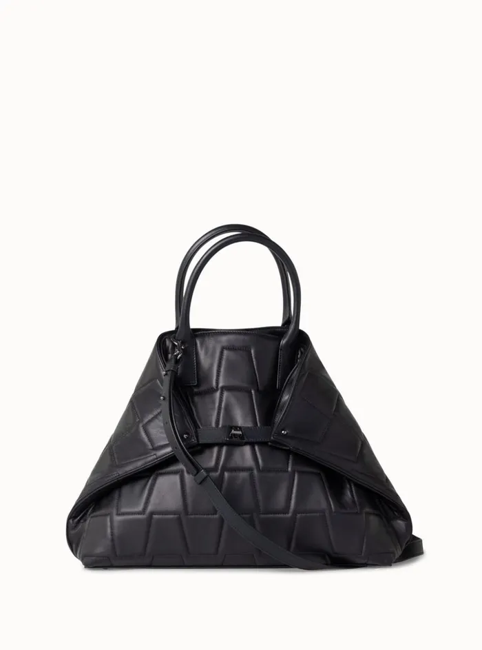 Medium Ai Messenger Bag In Trapezoid Quilt Black Women Akris Tote Bags