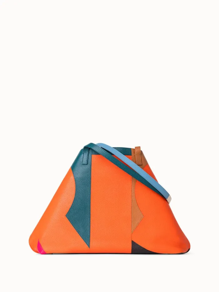 Medium Ai Shoulder Bag In Leather Composed Letters Patchwork Multicolor Women Akris Tote Bags