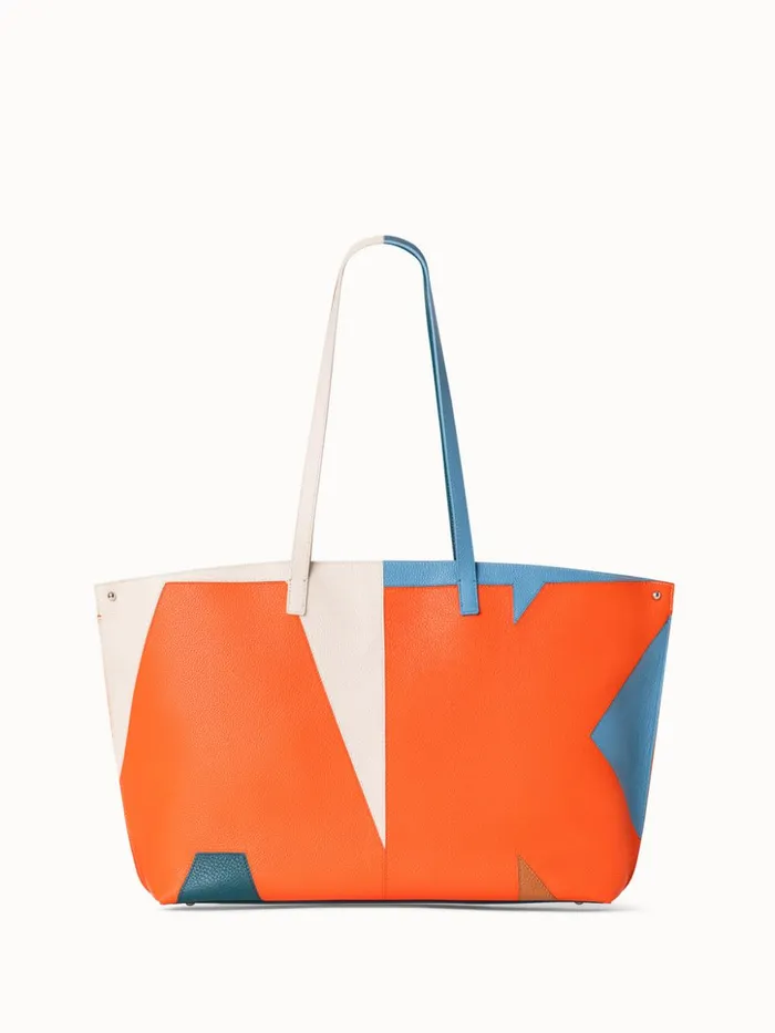 Medium Ai Shoulder Bag In Leather Composed Letters Patchwork Multicolor Women Akris Tote Bags