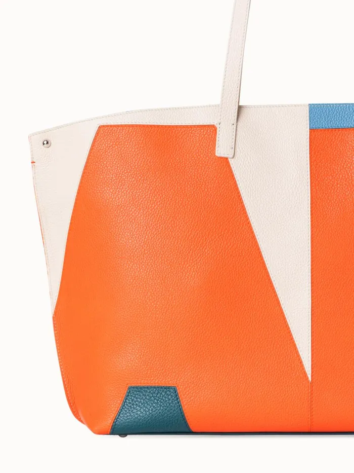 Medium Ai Shoulder Bag In Leather Composed Letters Patchwork Multicolor Women Akris Tote Bags