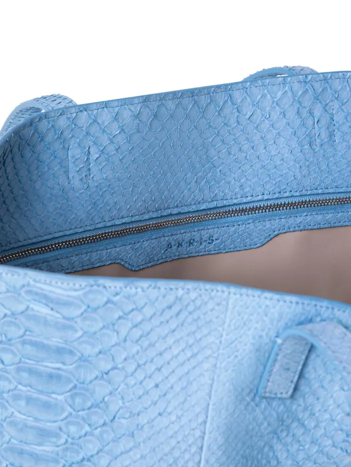 Medium Ai Shoulder Bag In Suede Python Leather Powder Blue Women Akris Tote Bags