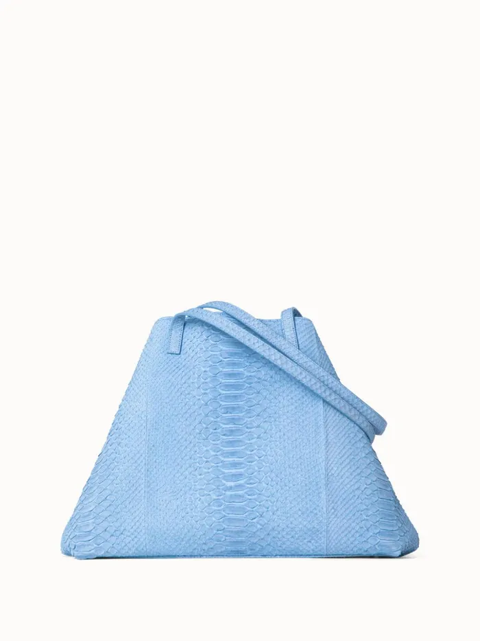 Medium Ai Shoulder Bag In Suede Python Leather Powder Blue Women Akris Tote Bags