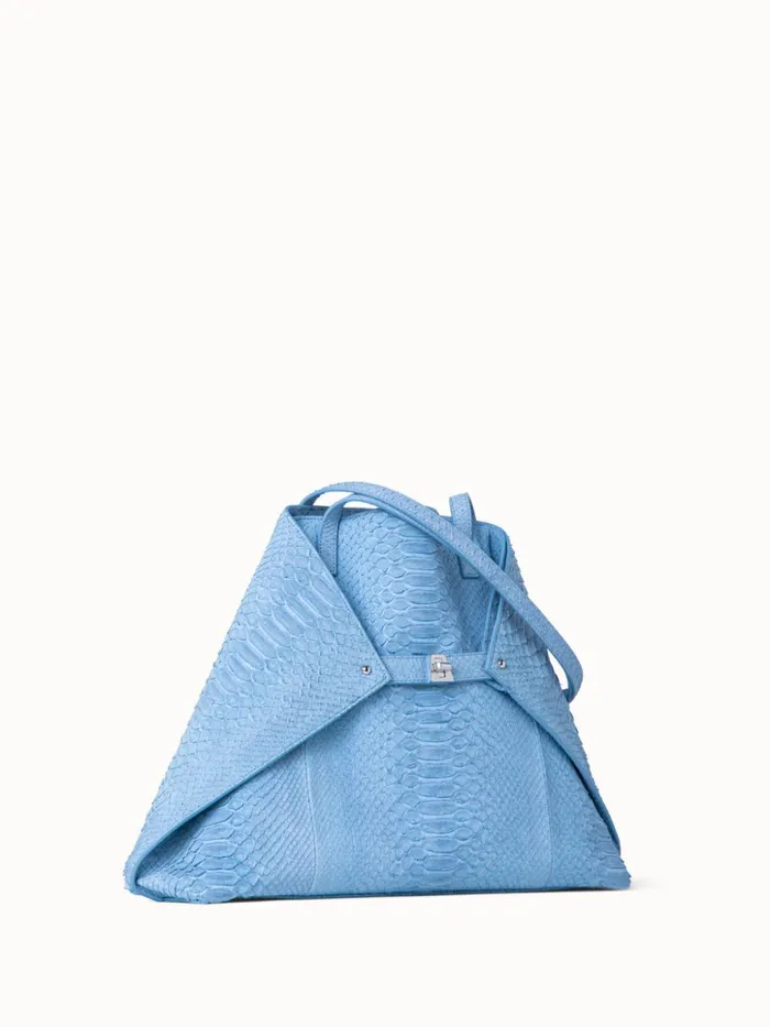 Medium Ai Shoulder Bag In Suede Python Leather Powder Blue Women Akris Tote Bags