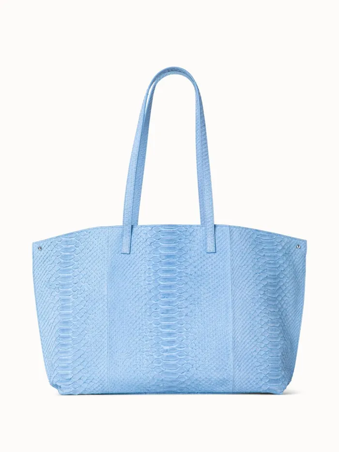 Medium Ai Shoulder Bag In Suede Python Leather Powder Blue Women Akris Tote Bags