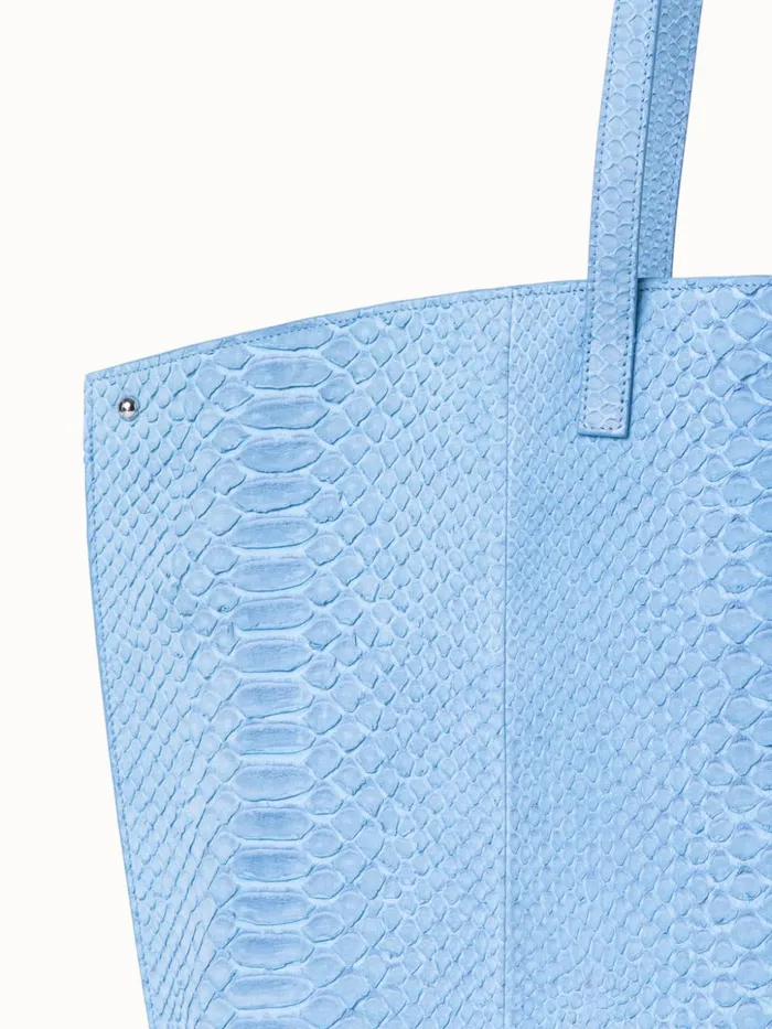 Medium Ai Shoulder Bag In Suede Python Leather Powder Blue Women Akris Tote Bags