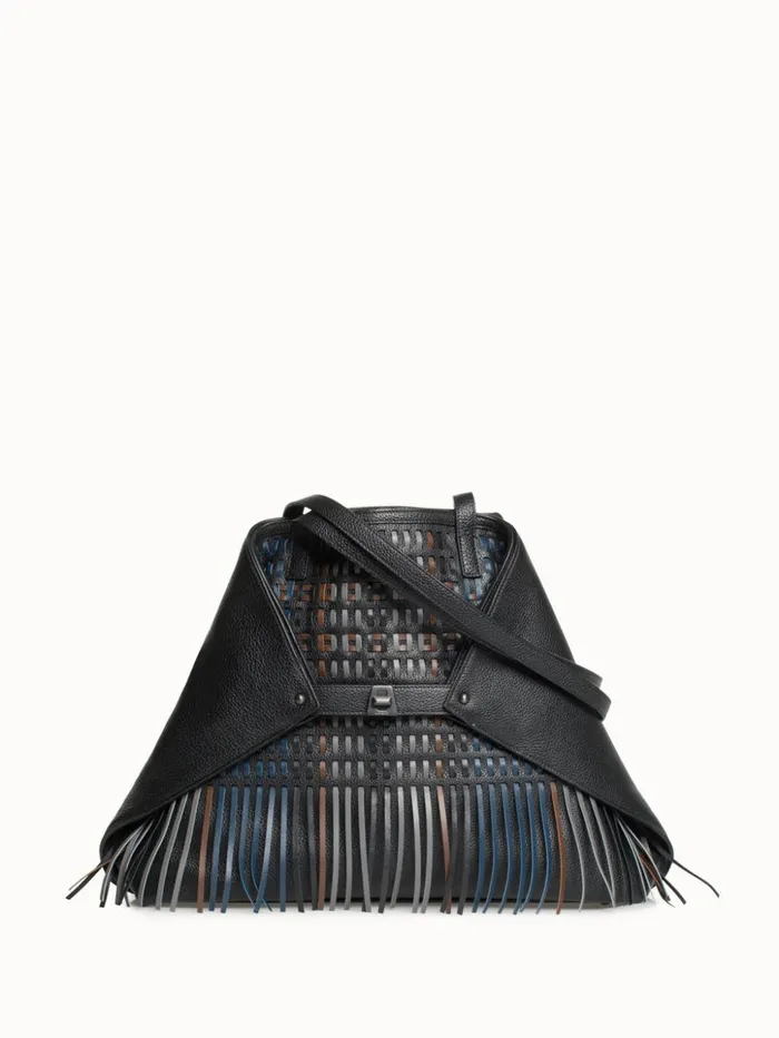 Medium Ai Shoulder Bag In Woven Leather With Fringes Multicolor Women Akris Shoulder Bags Medium Ai Shoulder Bag In Woven Leather With Fringes Multicolor Women Akris Shoulder Bags