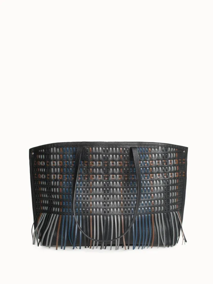 Medium Ai Shoulder Bag In Woven Leather With Fringes Multicolor Women Akris Shoulder Bags