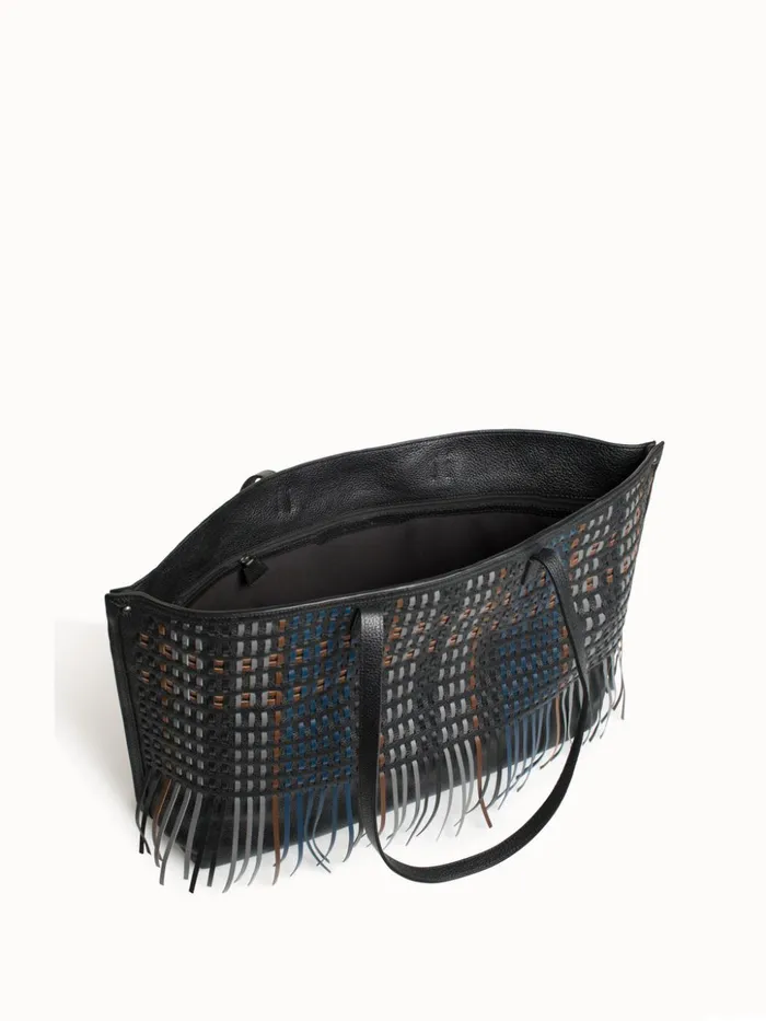 Medium Ai Shoulder Bag In Woven Leather With Fringes Multicolor Women Akris Shoulder Bags
