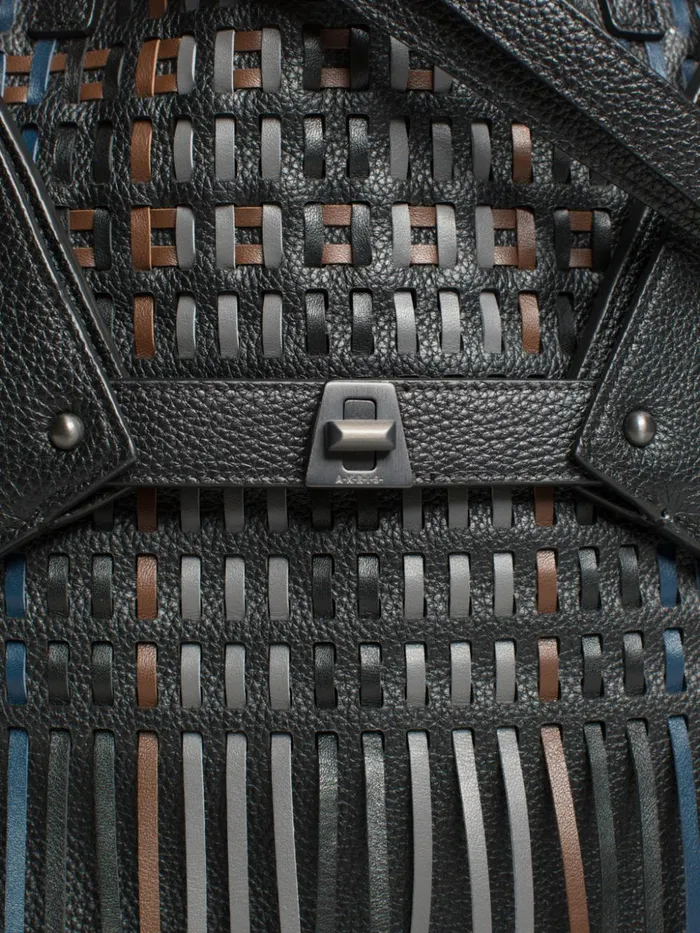 Medium Ai Shoulder Bag In Woven Leather With Fringes Multicolor Women Akris Shoulder Bags