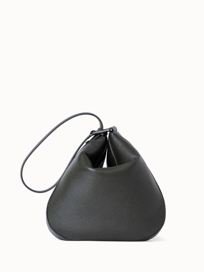 Medium Anna Hobo Bag In Leather Olive Women Akris Shoulder Bags