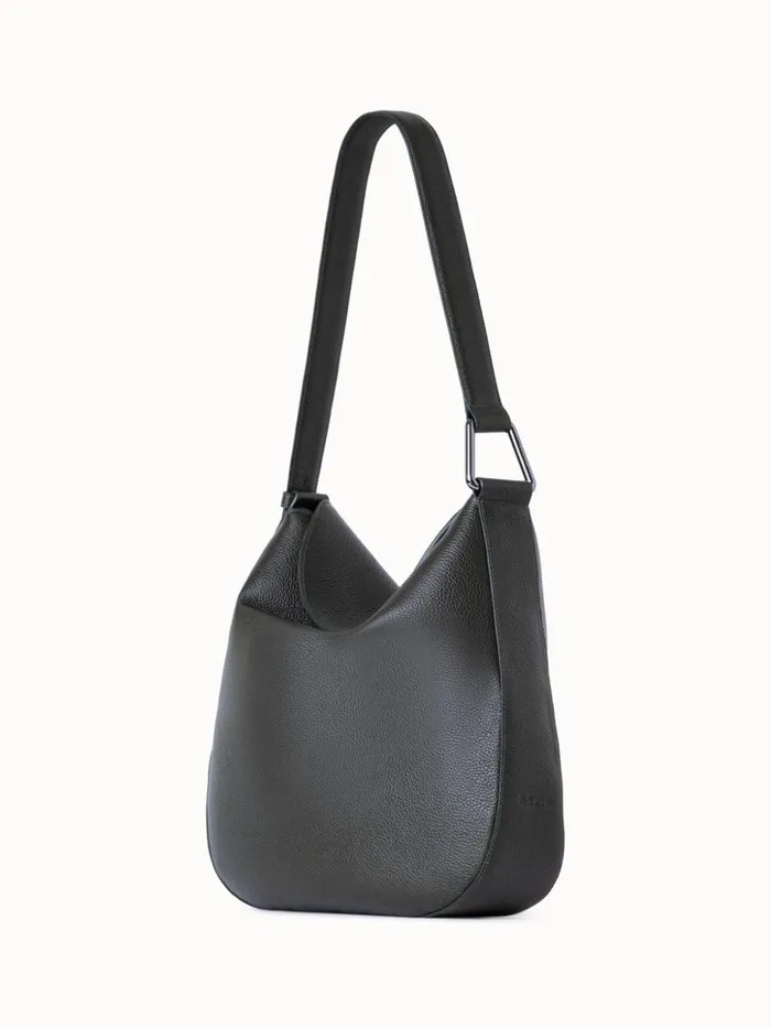 Medium Anna Hobo Bag In Leather Olive Women Akris Shoulder Bags