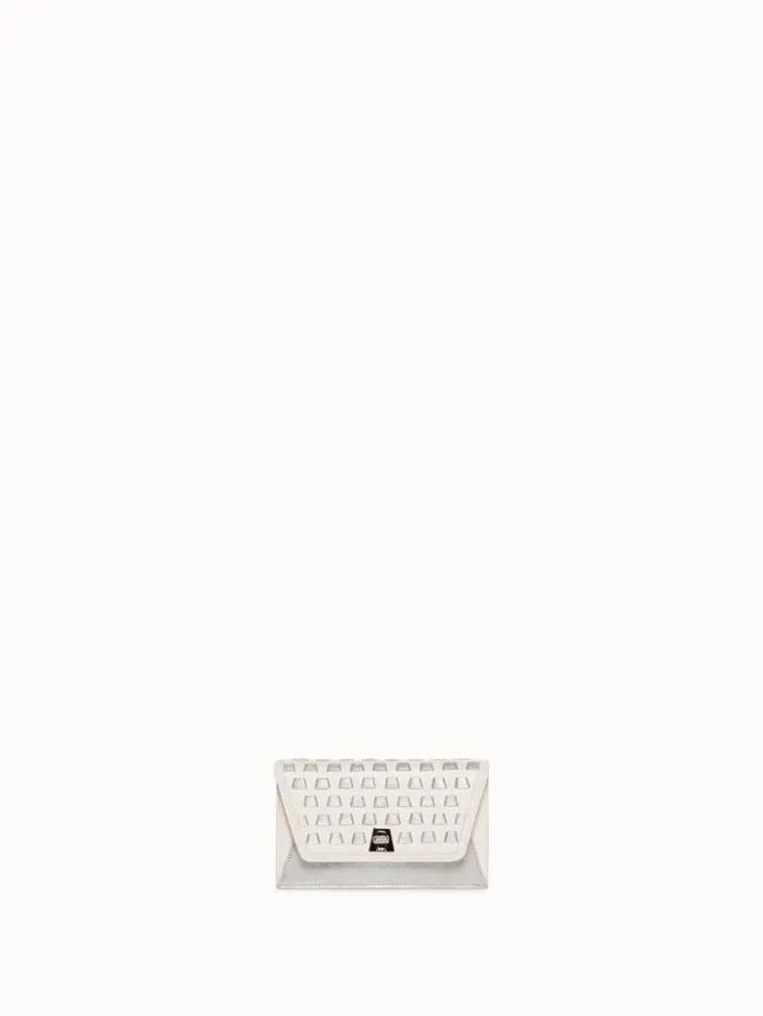 Medium Anouk Crossbody Clutch Bag With Handwoven Details Cream Women Akris Clutches