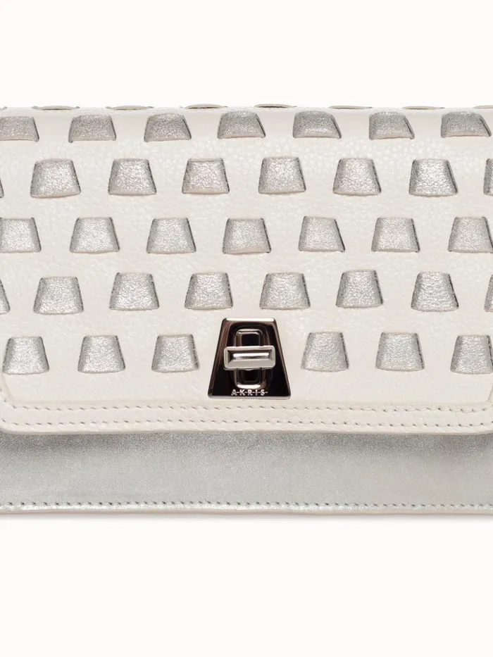 Medium Anouk Crossbody Clutch Bag With Handwoven Details Cream Women Akris Clutches