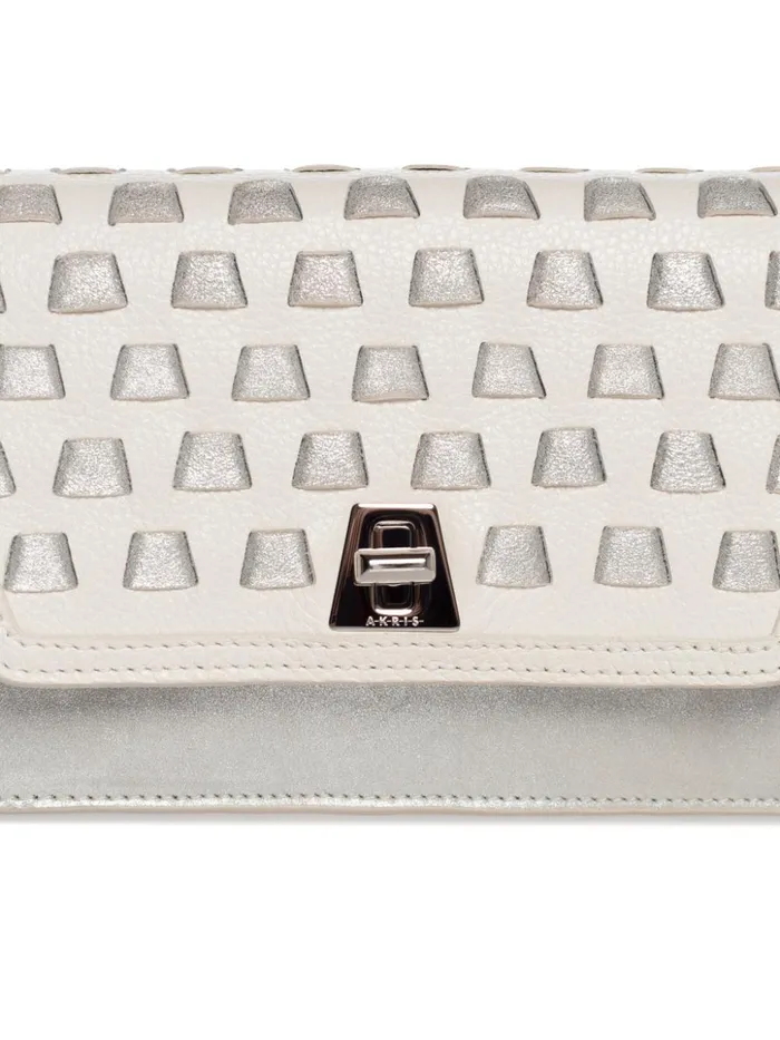 Medium Anouk Crossbody Clutch Bag With Handwoven Details Cream Women Akris Clutches