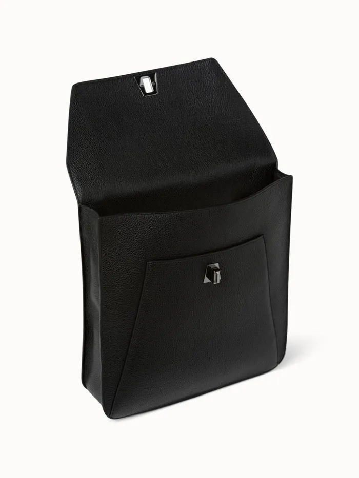 Medium Anouk Messenger In Cervocalf Leather Black Women Akris Crossbody Bags