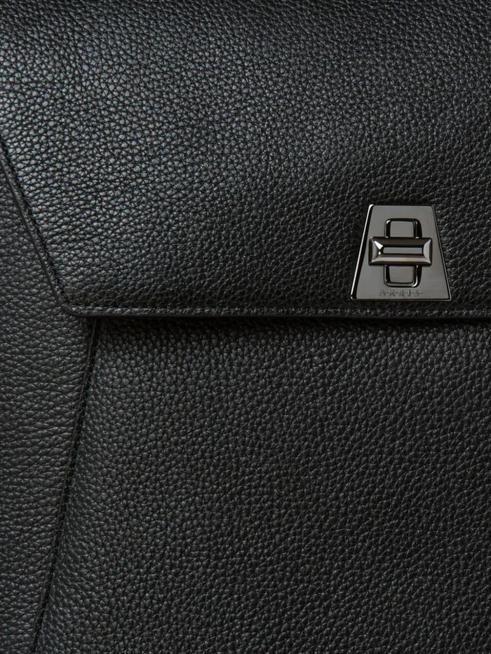 Medium Anouk Messenger In Cervocalf Leather Black Women Akris Crossbody Bags