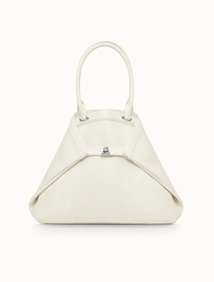 Medium Handbag In Horsehair And Silver Colored Hardware Pure White Women Akris Tote Bags Medium Handbag In Horsehair And Silver Colored Hardware Pure White Women Akris Tote Bags