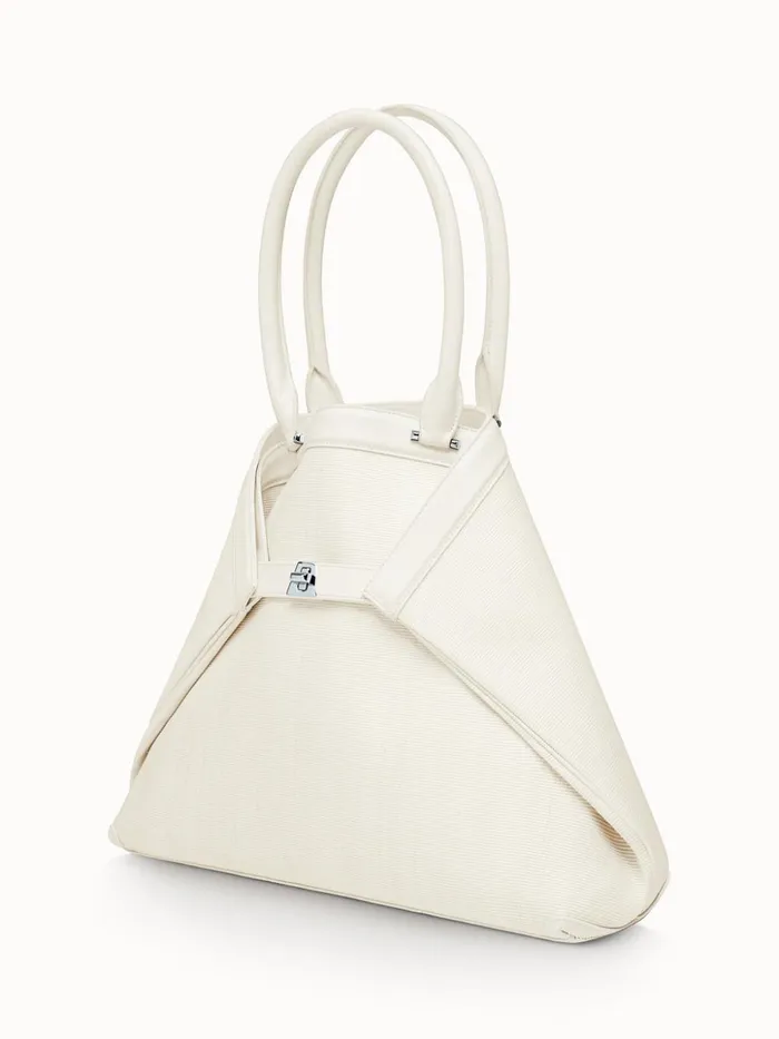 Medium Handbag In Horsehair And Silver Colored Hardware Pure White Women Akris Tote Bags