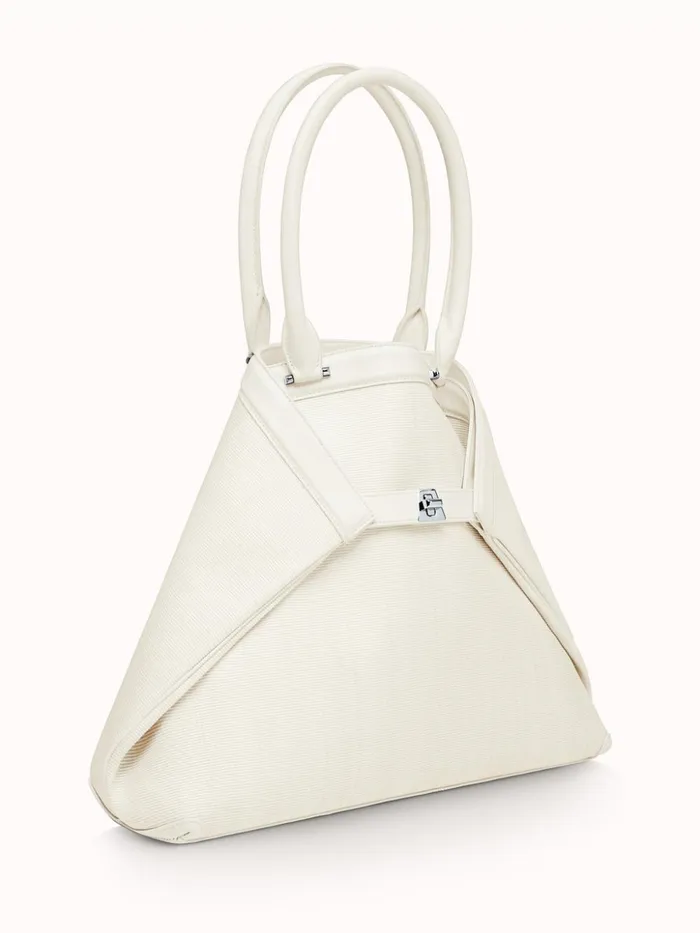 Medium Handbag In Horsehair And Silver Colored Hardware Pure White Women Akris Tote Bags