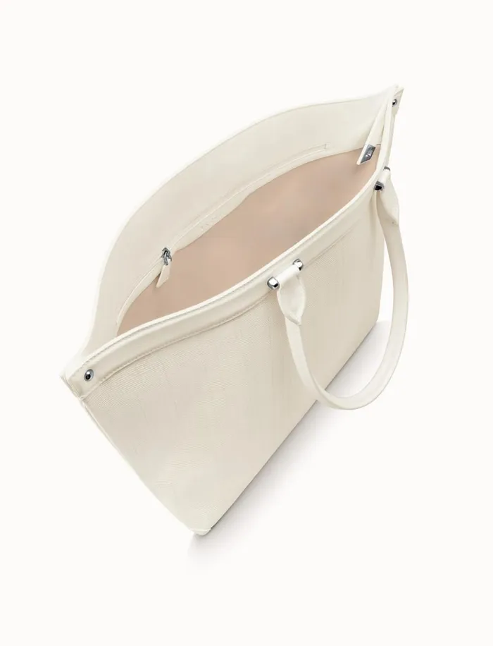 Medium Handbag In Horsehair And Silver Colored Hardware Pure White Women Akris Tote Bags