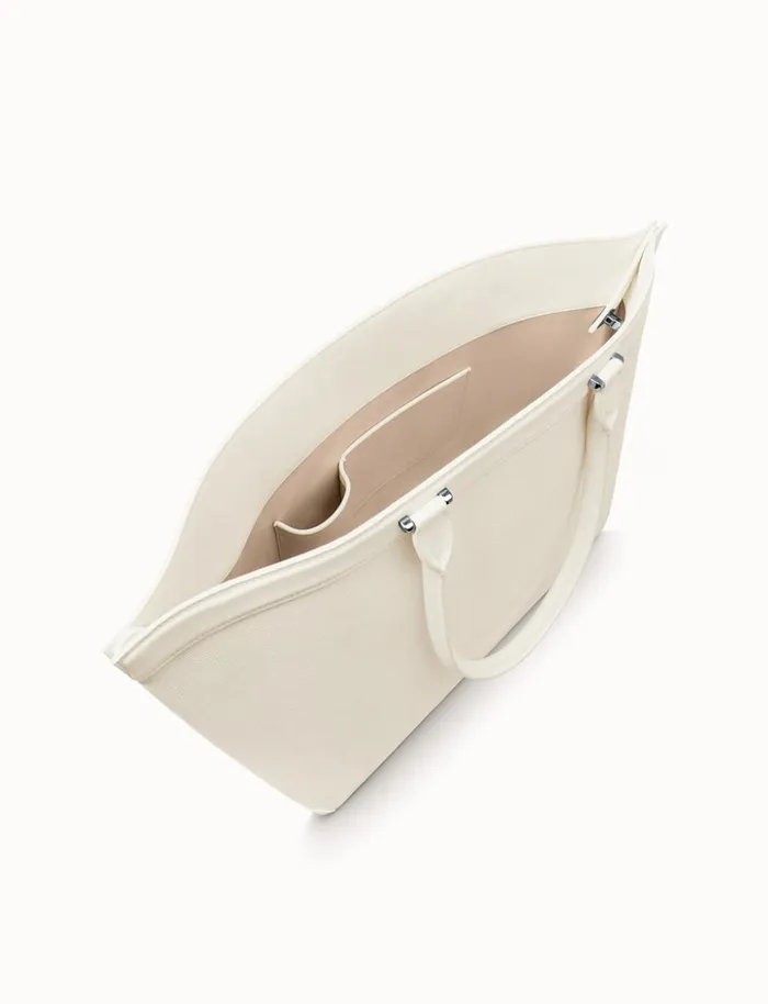 Medium Handbag In Horsehair And Silver Colored Hardware Pure White Women Akris Tote Bags