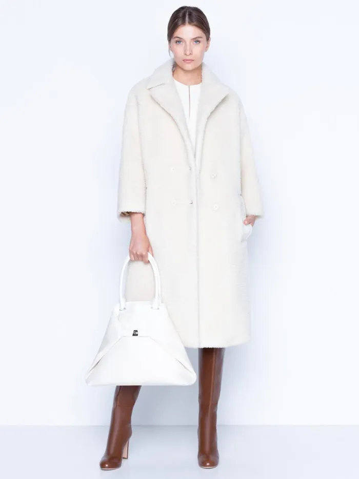Medium Handbag In Horsehair And Silver Colored Hardware Pure White Women Akris Tote Bags