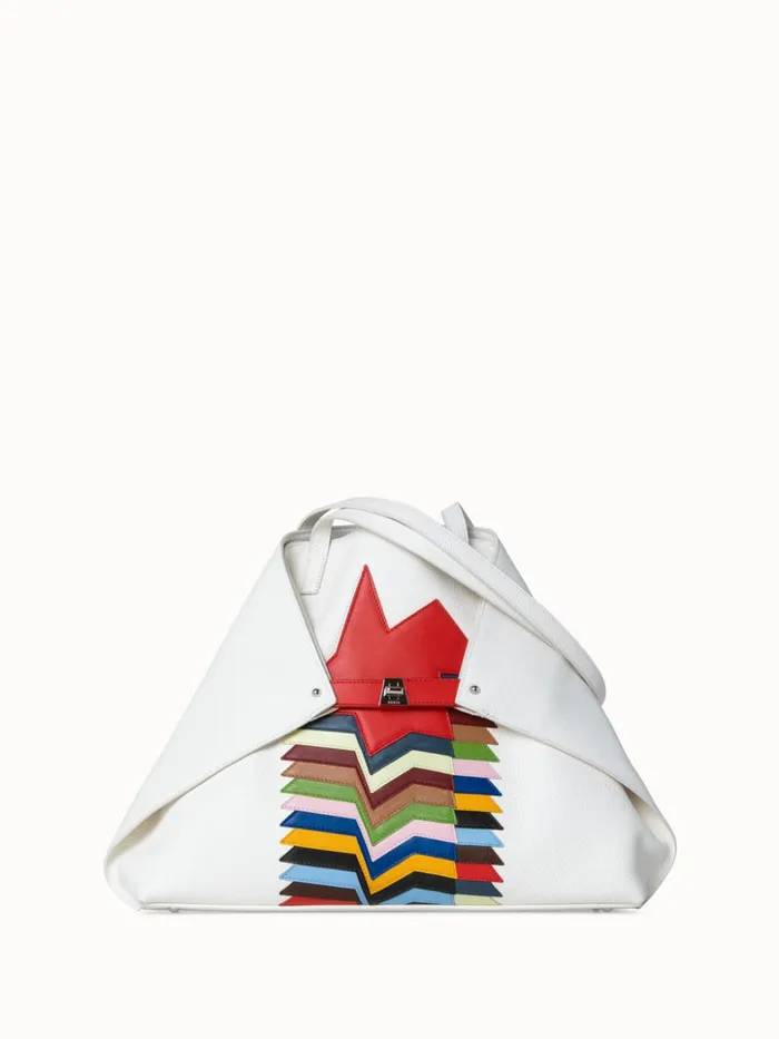 Medium Leather Shoulder Bag In Layered Kinderstern Patchwork Multicolor Women Akris Shoulder Bags
