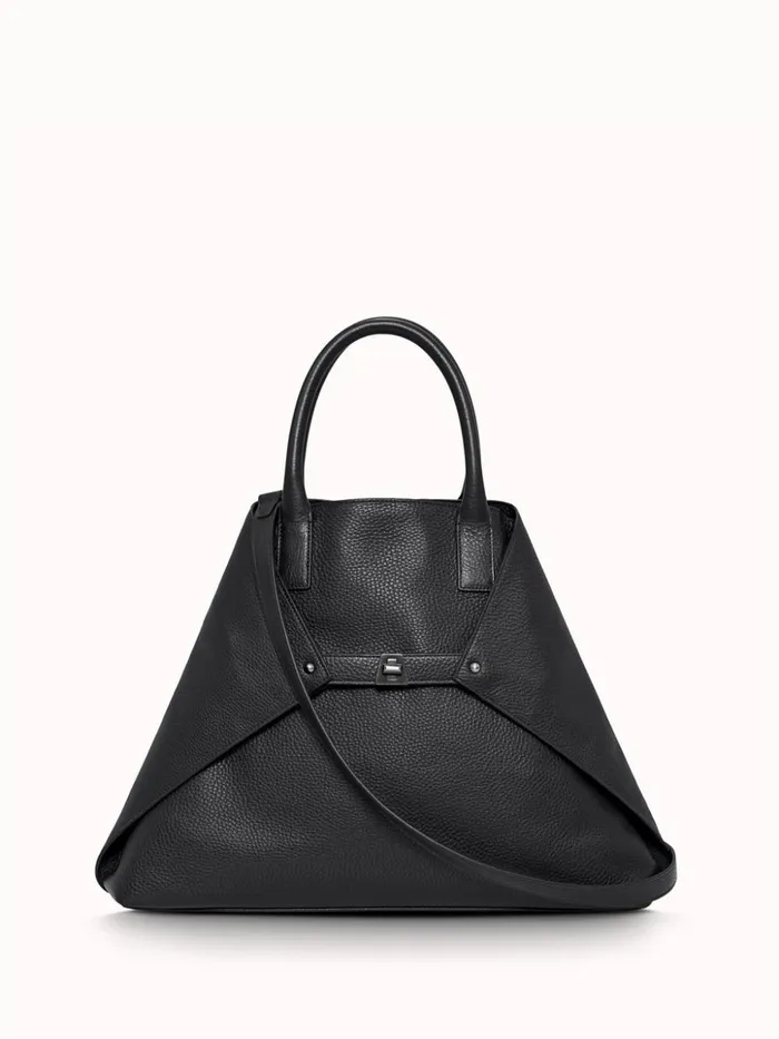 Medium Messenger Bag In Cervo Structured Nappa Leather Black Women Akris Top Handle Bags Medium Messenger Bag In Cervo Structured Nappa Leather Black Women Akris Top Handle Bags