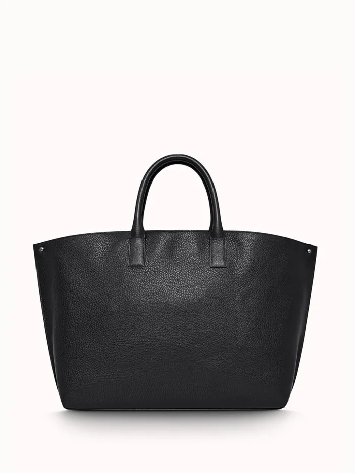 Medium Messenger Bag In Cervo Structured Nappa Leather Black Women Akris Top Handle Bags