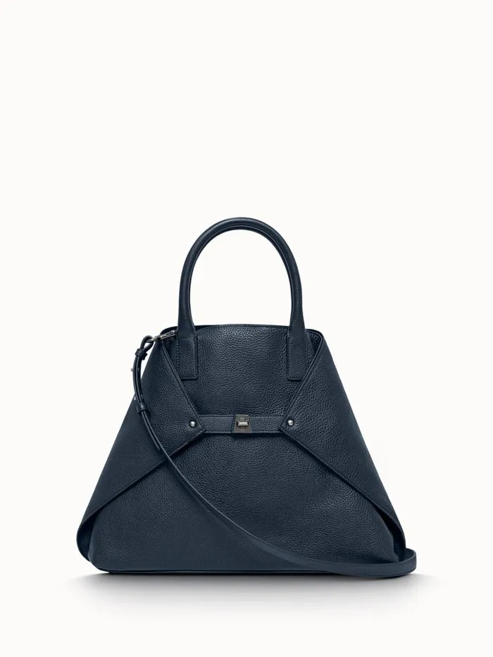 Medium Messenger Bag In Cervo Structured Nappa Leather Denim Women Akris Crossbody Bags Medium Messenger Bag In Cervo Structured Nappa Leather Denim Women Akris Crossbody Bags