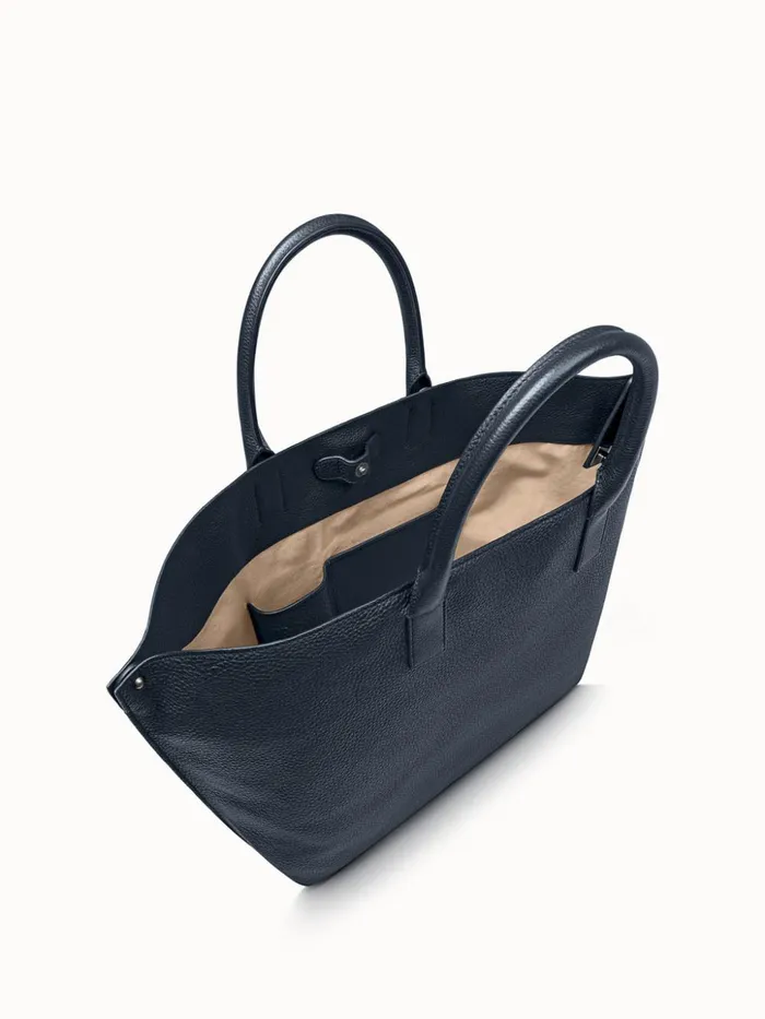 Medium Messenger Bag In Cervo Structured Nappa Leather Denim Women Akris Crossbody Bags