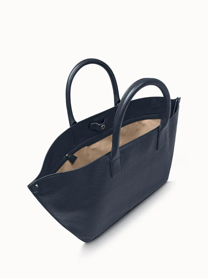Medium Messenger Bag In Cervo Structured Nappa Leather Denim Women Akris Crossbody Bags