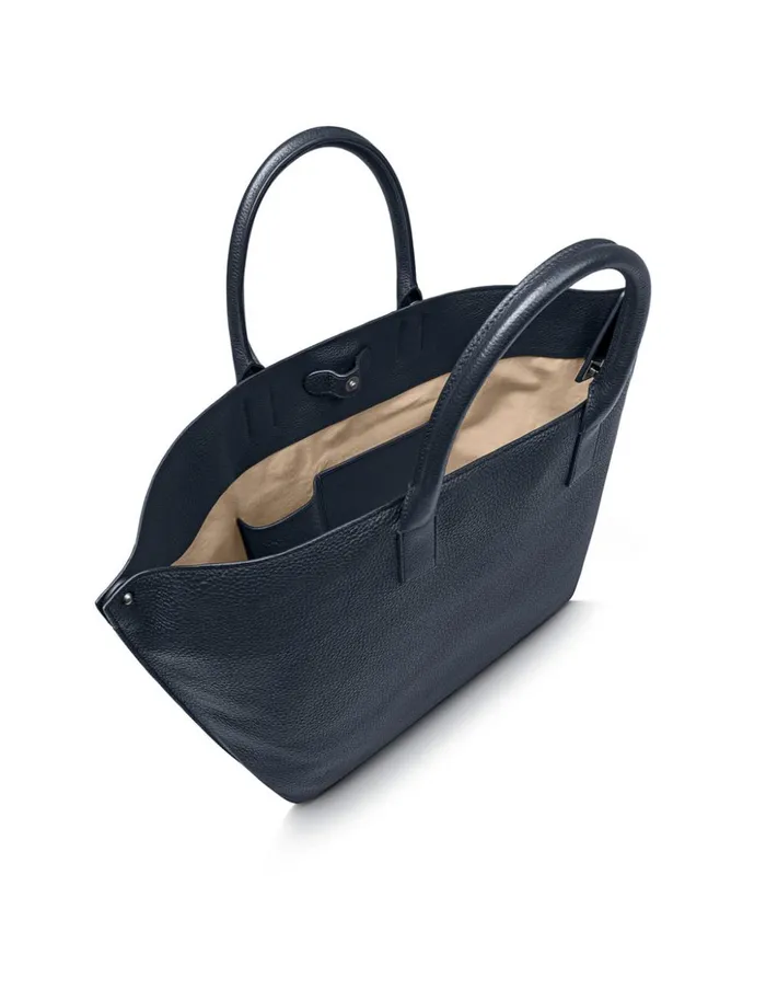 Medium Messenger Bag In Cervo Structured Nappa Leather Denim Women Akris Crossbody Bags
