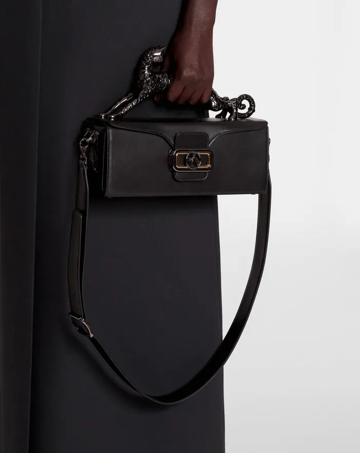 Medium Pencil Cat Leather Bag Black Women Lanvin Tote Bags and Top Handle Bags