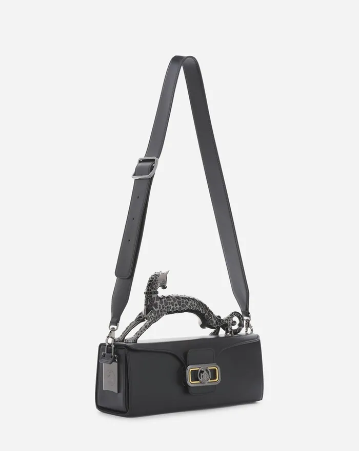 Medium Pencil Cat Leather Bag Black Women Lanvin Tote Bags and Top Handle Bags
