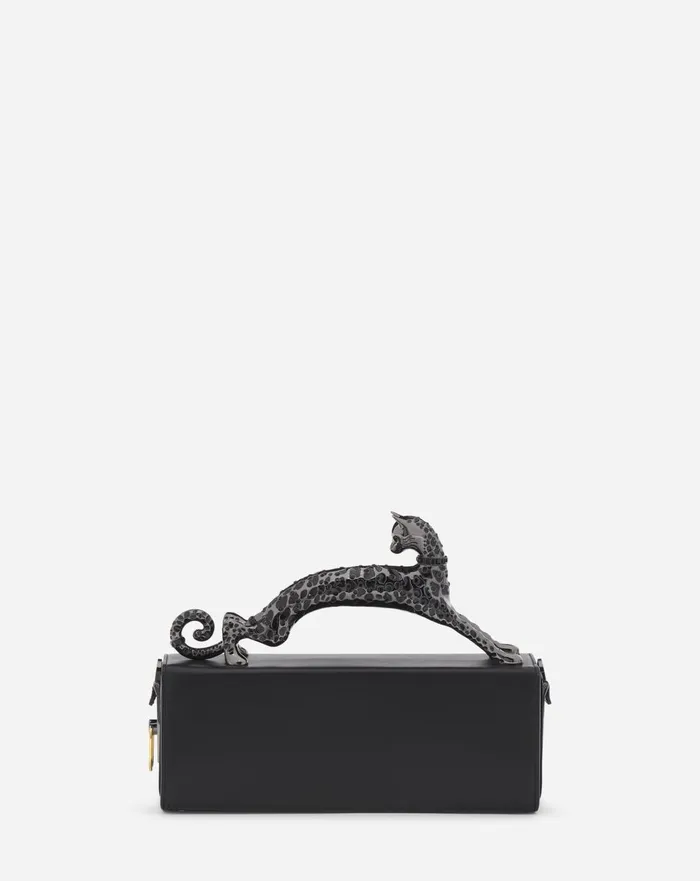 Medium Pencil Cat Leather Bag Black Women Lanvin Tote Bags and Top Handle Bags