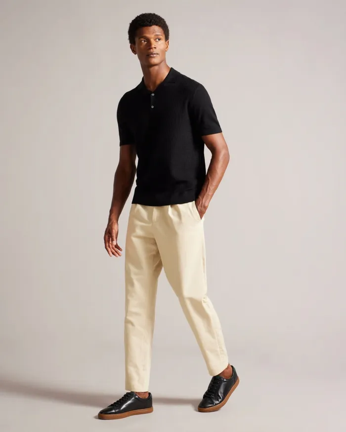 Men ADIO 8211 Short Sleeve Textured Polo Shirt Black Ted Baker Jumpers and Knitwear Men ADIO 8211 Short Sleeve Textured Polo Shirt Black Ted Baker Jumpers and Knitwear