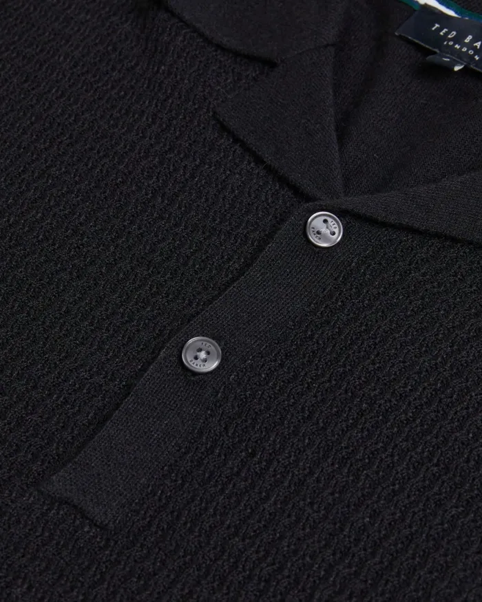 Men ADIO 8211 Short Sleeve Textured Polo Shirt Black Ted Baker Jumpers and Knitwear Men ADIO 8211 Short Sleeve Textured Polo Shirt Black Ted Baker Jumpers and Knitwear