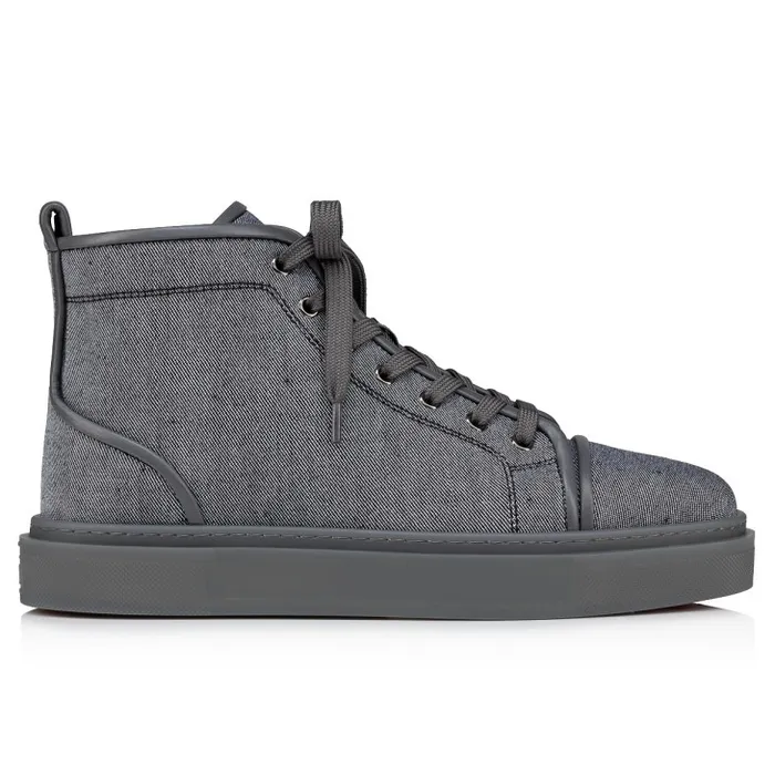 Men Adolon Hightop Sneakers 8211 Linen And Calf Leather 8211 Smoky Christian Louboutin Sneakers